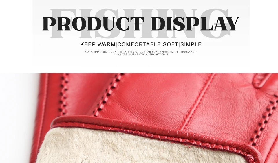 Women's sheepskin gloves winter warm plus velvet short thin touch screen driving color women's leather gloves good quality -2226