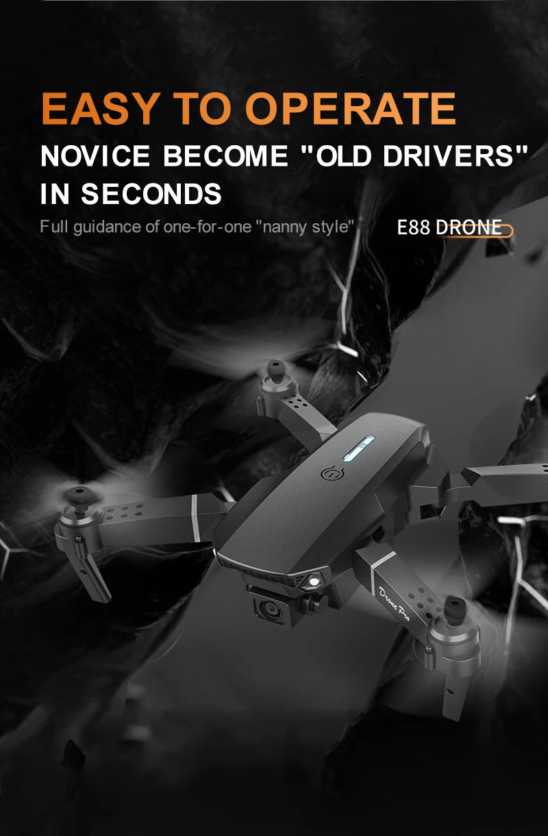 E88 ProIntelligent Folding Drone Supports single/Dual Camera Switching 4KPicture Quality+Wide-angle Shooting WiFiDirect Real-Tim - Shoppiline