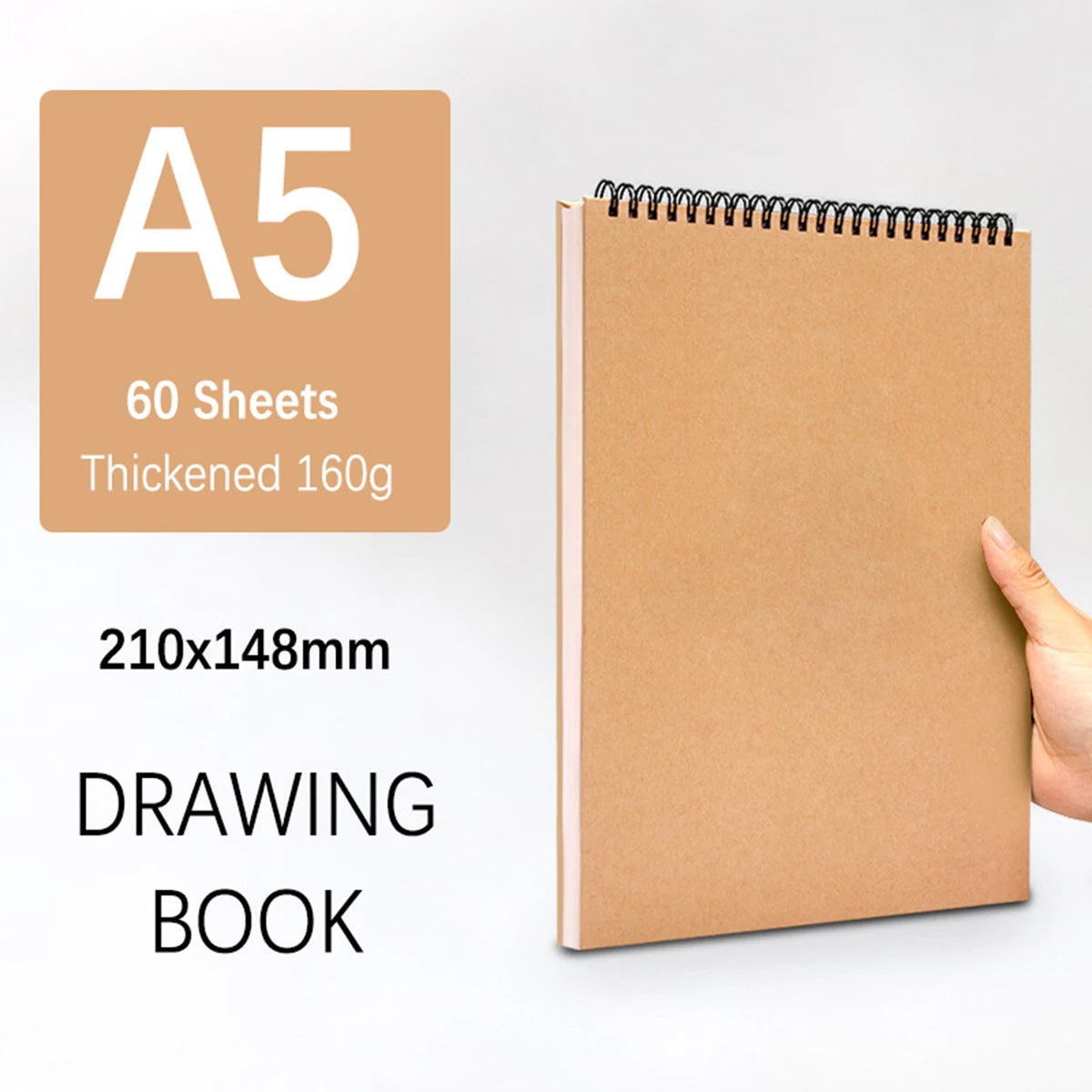 Art Sketchbook 160gsm 30 Sheets/60 Pages Drawing Watercolor Spiral Notebook For Sketching
