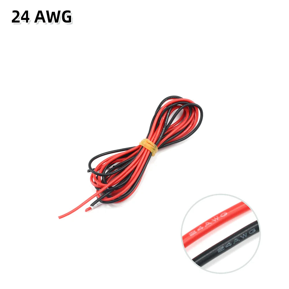 2 meter Silicon Wire 8 10 12 14 16 18 20 22AWG Heatproof Soft Silicone Silica Gel Wire Cable (1meter Red+1meter Black) )