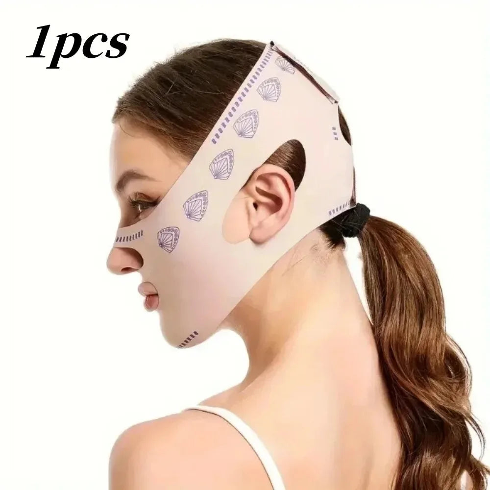 1 masque liftant réglable en V, bandage de remodelage du visage respirant et confortable réutilisable pour la réduction du double menton, le raffermissement, cadeau