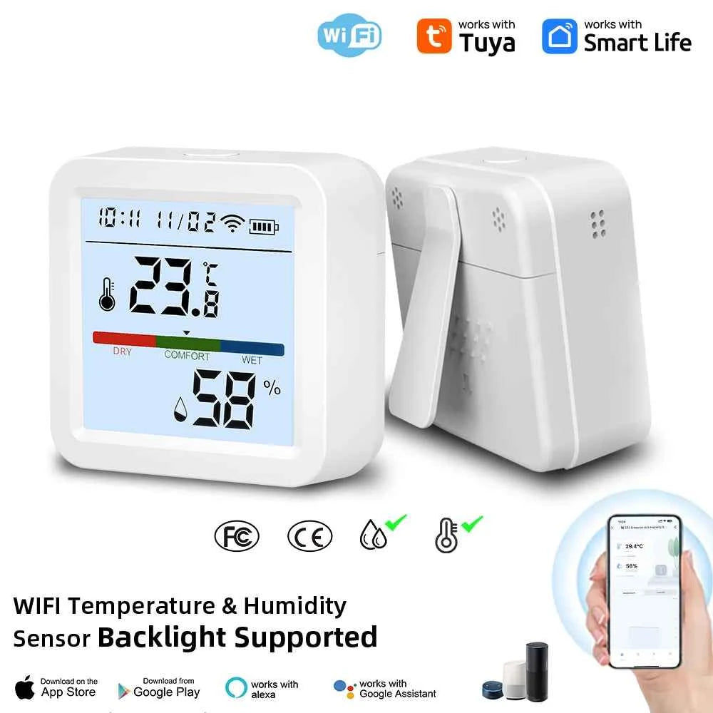 ONENUO Tuya WIFI Temperature Humidity Sensor Hygrometer Thermometer Smart Home APP Remote Moniter Support Alexa Assistant