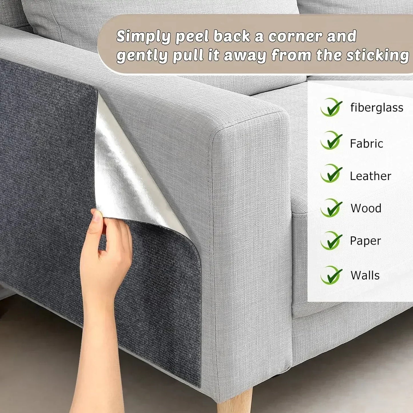 Trimmable Cat Scratch Carpet Self-Adhesive Cat Scratching Board Anti Cat Scratcher Furniture Corner Indoor Sofa Wall Protector