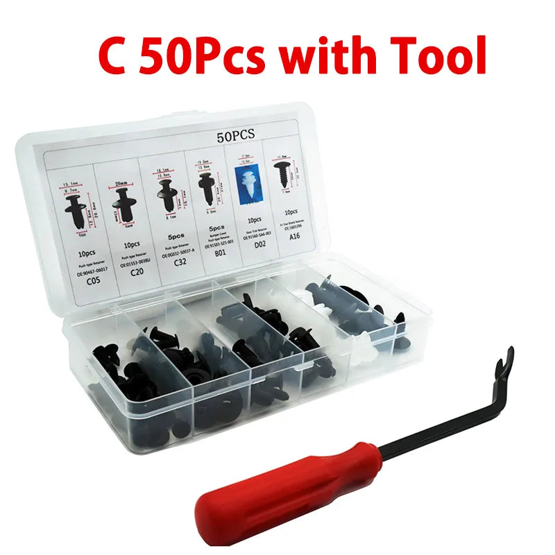Auto Fastener Clip Mixed Car Body Push Retainer Pin Rivet Bumper Door Trim Panel Fastener Kit Car Clip 100/50 Box /Bag packaging