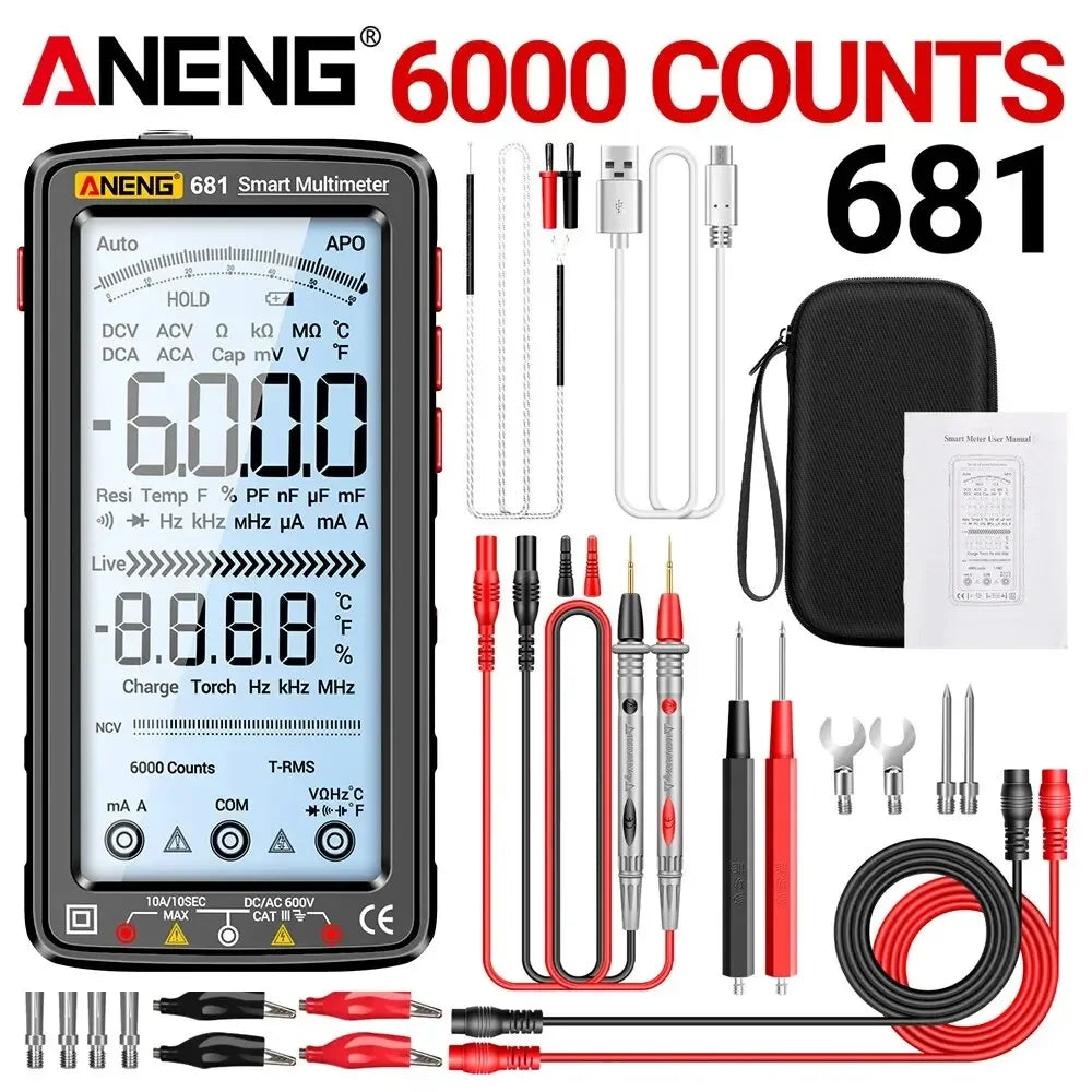 ANENG 681 Non-contact Voltage Tester AC/DC Rechargable Digital Professional MultimeterVoltage Meter LCD Screen Current Tester - Shoppiline