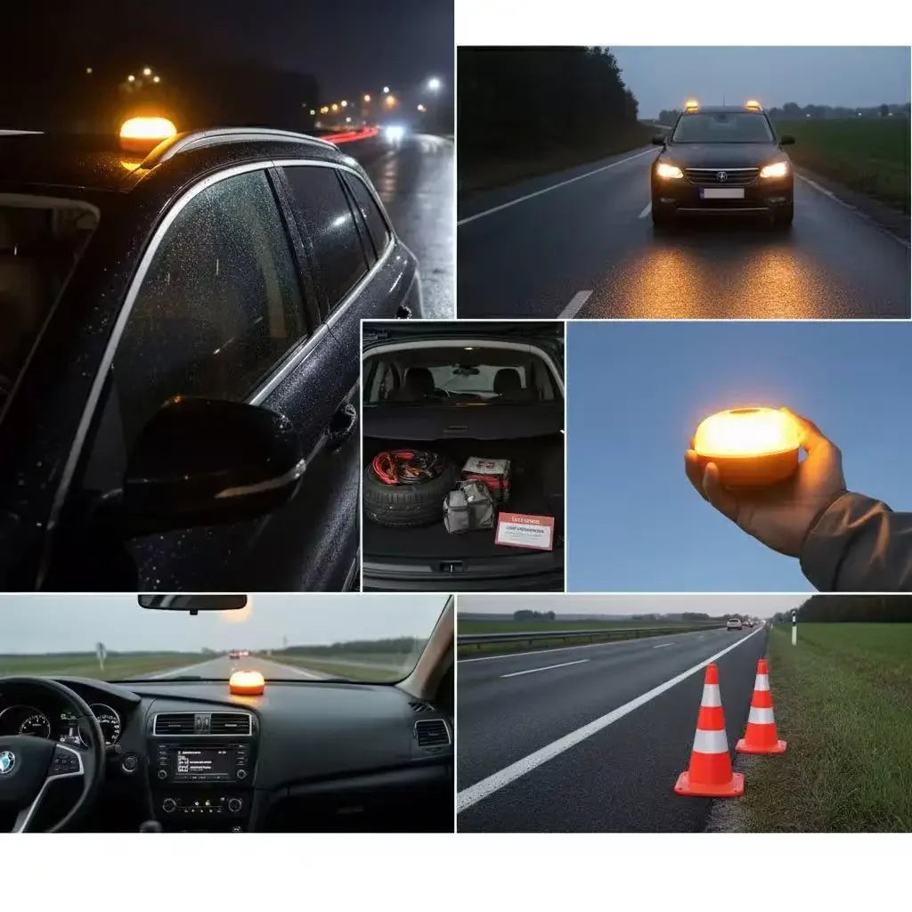 Waterproof LED Warning Beacon, Magnetic Emergency Strobe Light for Forklift, Truck, School Bus, Construction Vehicle, Roadside B