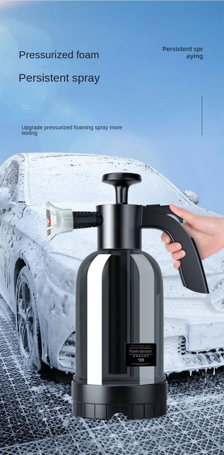 2L Handschaum-Sprühgerät mit 3 Düsentypen, handpneumatische Schaumkanone, Schneeschaum-Autwaschsprühflasche, Autofensterreinigung