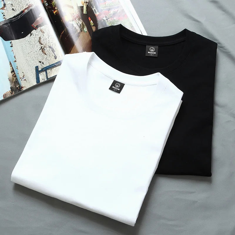 Summer Polyester Short-sleeved T shirt Men's Basic Printed t shirt Simple lines Comfortable thin tee tops Casual Men T shirts