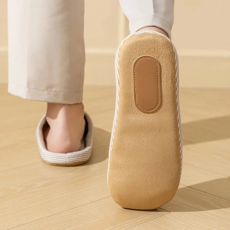 Unisex Home Slippers Soft Fur Slippers Warm Indoor Flat Slides Nonslip Couples Shoes Bedroom Light Slience Flats Autumn&Spring