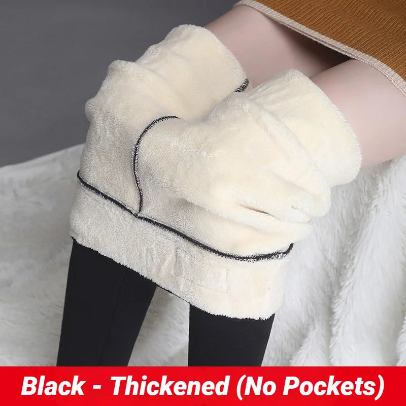 Women High Waist Thicken Fleece Thermal Leggings Winter Warm Slim Elastic Black Sexy Translucent Tight Pantyhose Pants