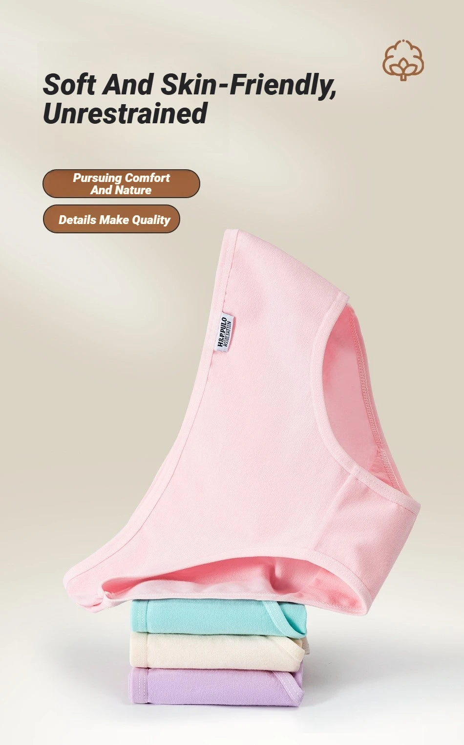 Candy Color Underpant Women'S Comfort High-Quality Cotton Mid Waist Breathable Solid Skin Friendly Panties Plus Size Briefs Soft