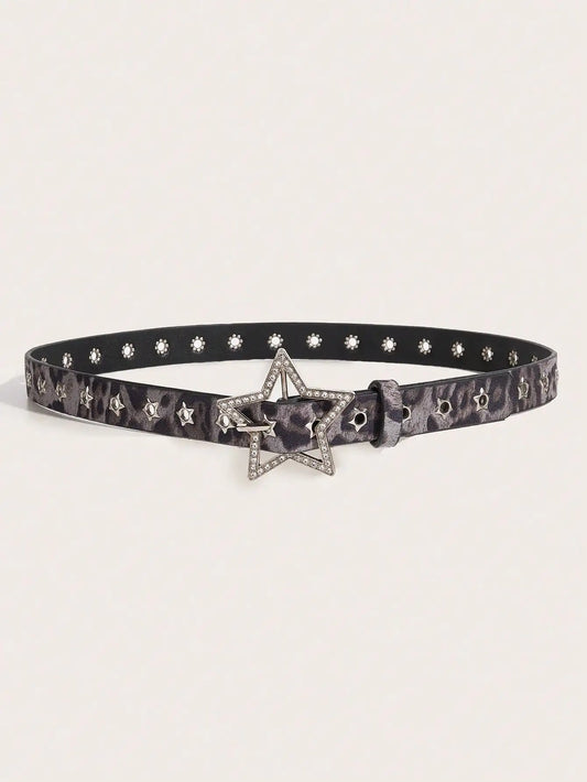 1pc Women's Y2K Star Studded Metal Hollow Star Belt, Suitable for Casual Daily Wear
