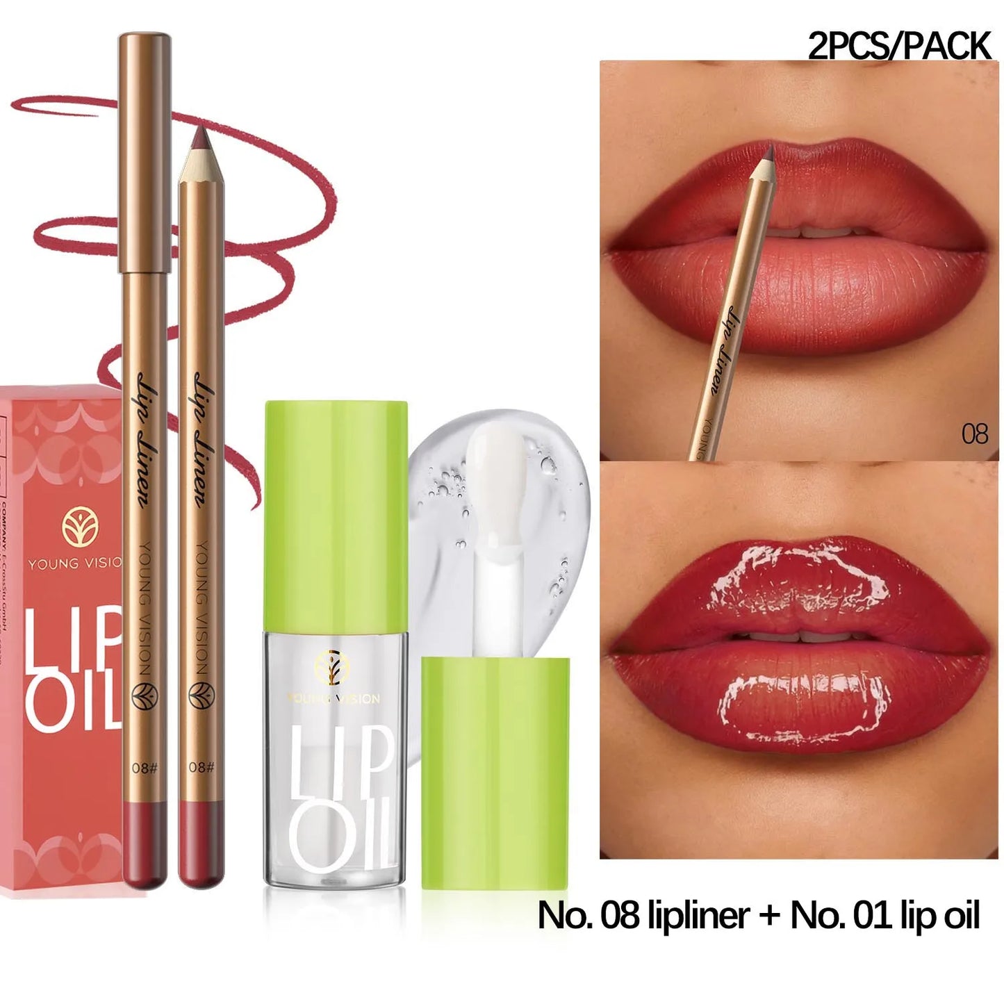 USHAS 12 Color Lip Liner + LIPSTICK Set Easy Coloring Matte Lipstick Long lasting nude red lipstick