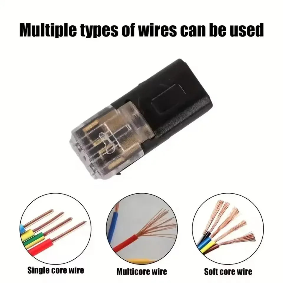 50pcs Double-Wire Plug-in Connector with Locking Buckle Pluggable LED Wire Connector 2 Pin 2 Way Universal Compact Wire