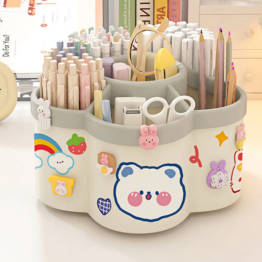 Rotating Pen Holder Desk Organizers Large Capacity Pen Storage Box Cosmetic Brush Organization Box Study Dormitory Accessories - Shoppiline