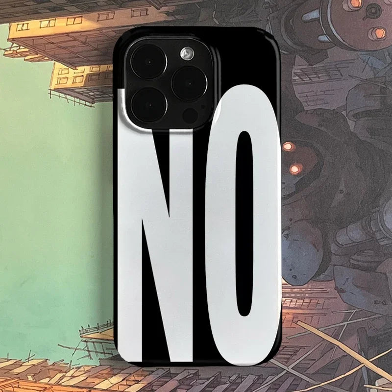 NO And YES Personalized Art Black And White Letters Phone Case For IPhone 16 15 14 13 12 11 Pro Max X XS XR 7 8 Plus Cover Case - Shoppiline