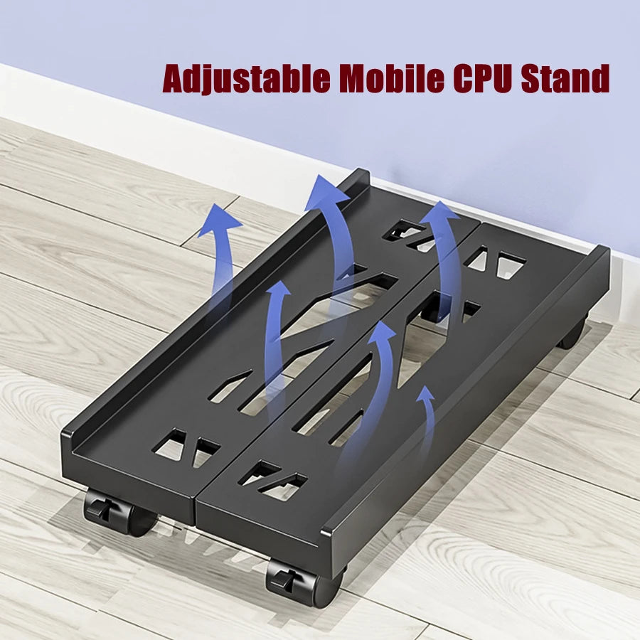 Adjustable Mobile PC Tower Stand with Wheels under Desk CPU Holder Adjustable Stable Mobile Computer Host Stand for Home Office - Shoppiline