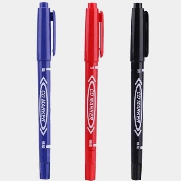 10Pcs Double-Tip Permanent Paint Marker Pens Black/Blue Ink for Plastic Wood Stone Metal Glass Doodling Marking Graffiti Art Set