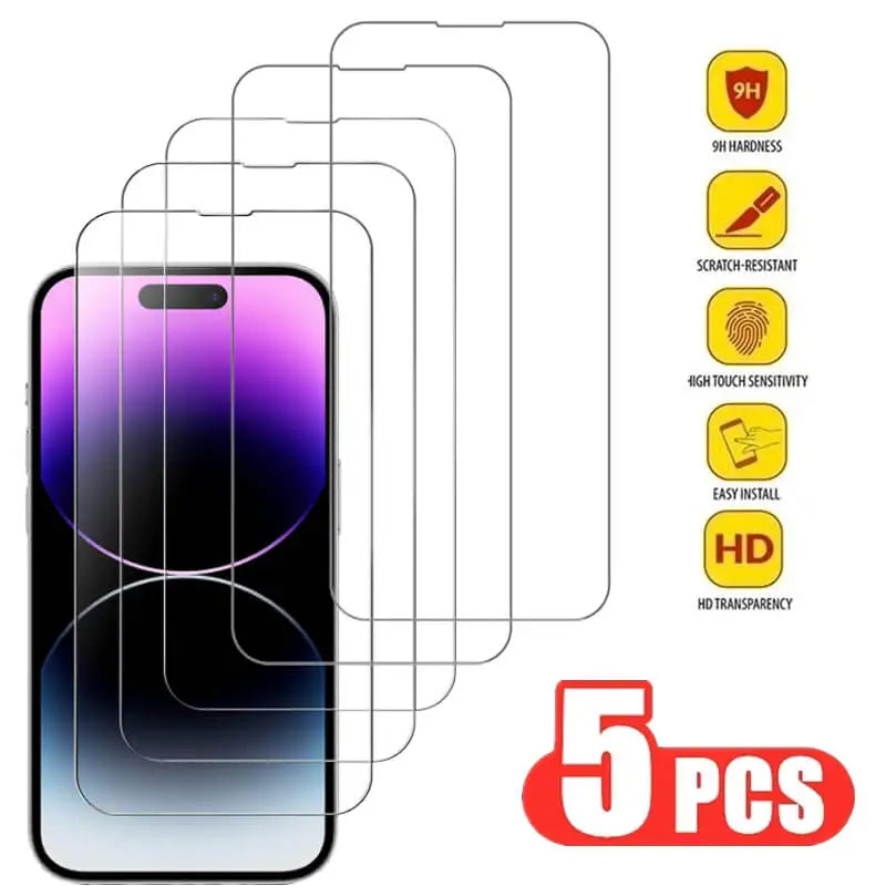 Tempered Glass for iPhone 14 Pro 15 16 17 13 12 11 Pro Max Screen Protector for iPhone 15 Pro Mica for iPhone 13 14 Pro Glass