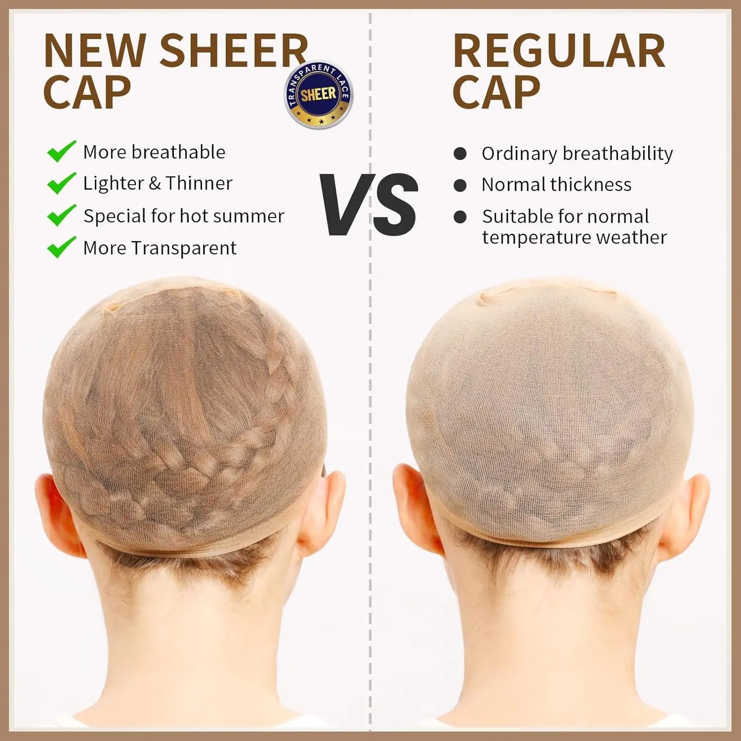 Wholesale HD Wig Caps High Quality Transparent HD Hair Nets Weave Nylon Stretchy Lace Front Wig Cap for Women Men Light Brown