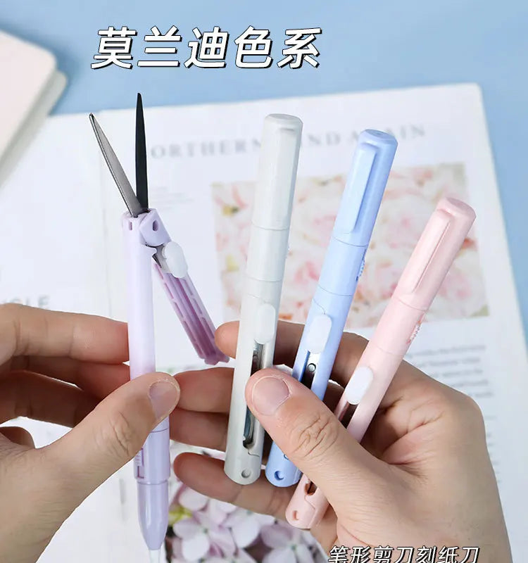 Multifunction Hand Account Cutting Folding Scissors Mini Engraving Knife Scissors Paper Trimming Utility Knife for Office School