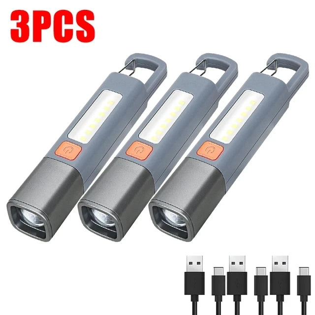 LED XPE Mini Portable Torch Super Bright COB Side Lights Zoomable Waterproof Outdoor Fishing Hunting Camping Flashlight