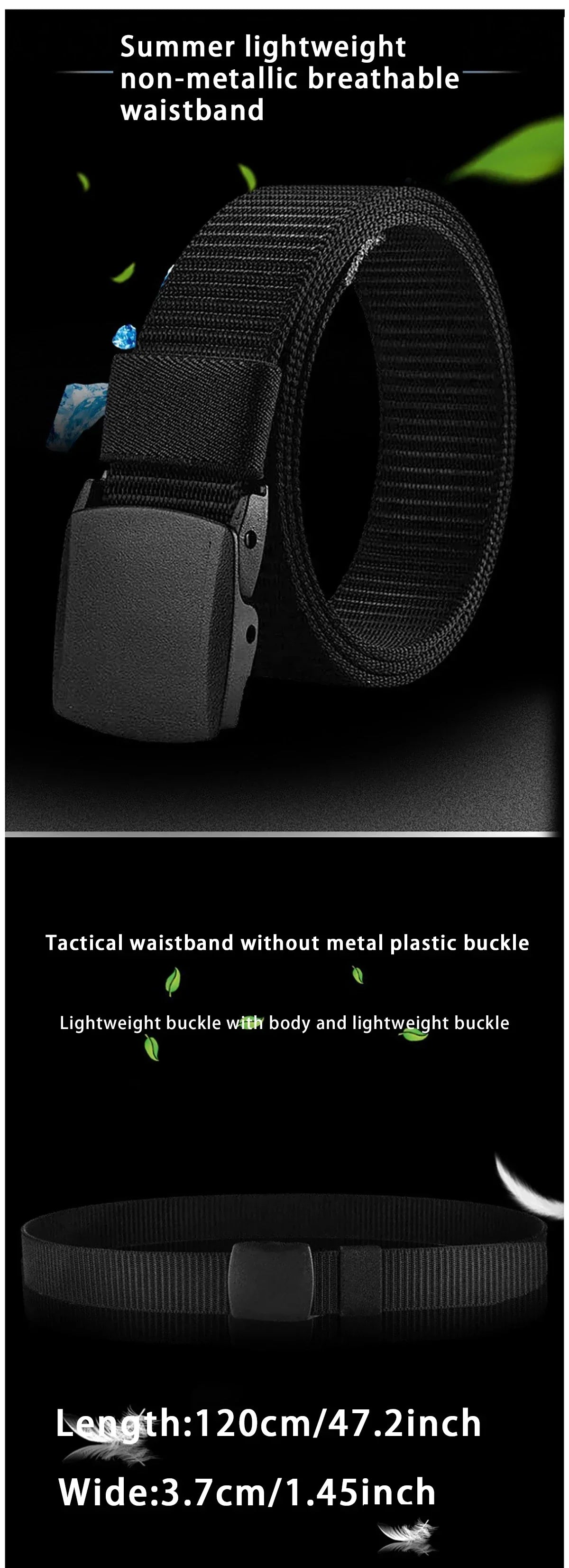 Automatic Nylon Tactical Belt - Adjustable Non-Metal Buckle, Lightweight & Comfortable for Outdoor Use