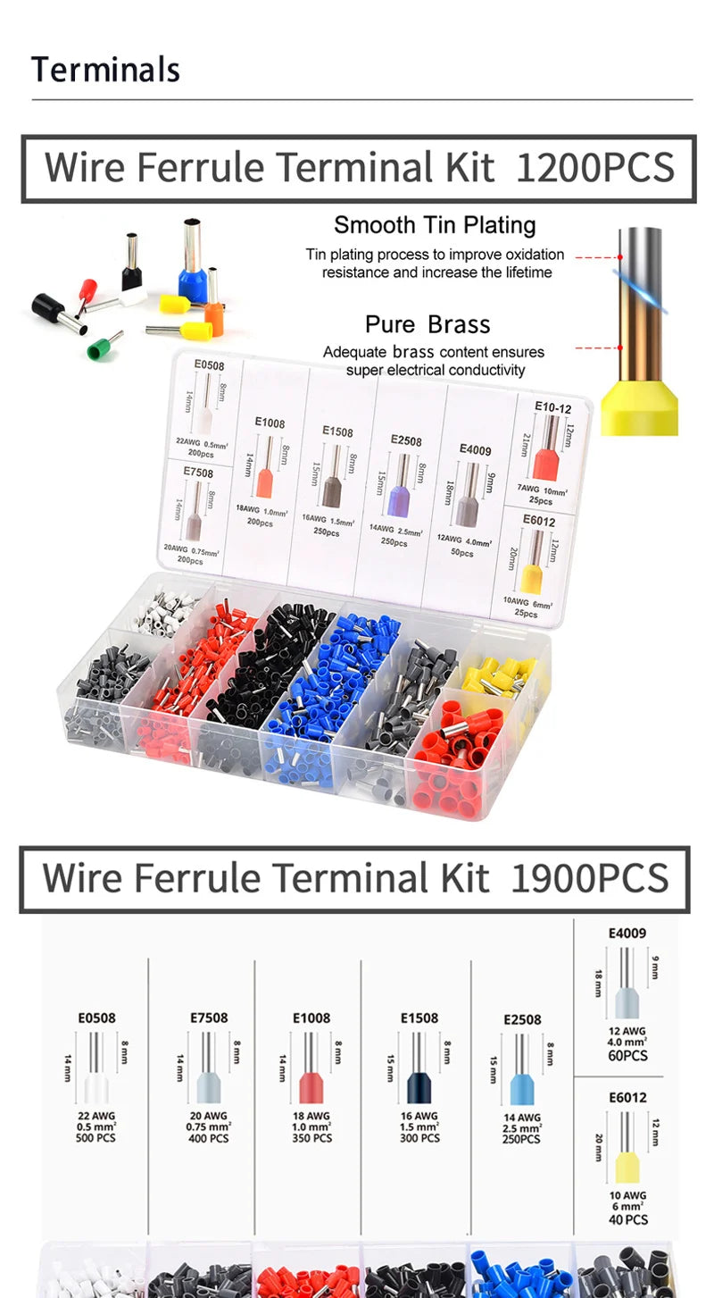 Crimping Pliers Ferrule Sleeves Tubular Terminal Tools HSC8 6-4 10-6 16-6 Wire Crimper Household Electrical Sets Terminal - Shoppiline
