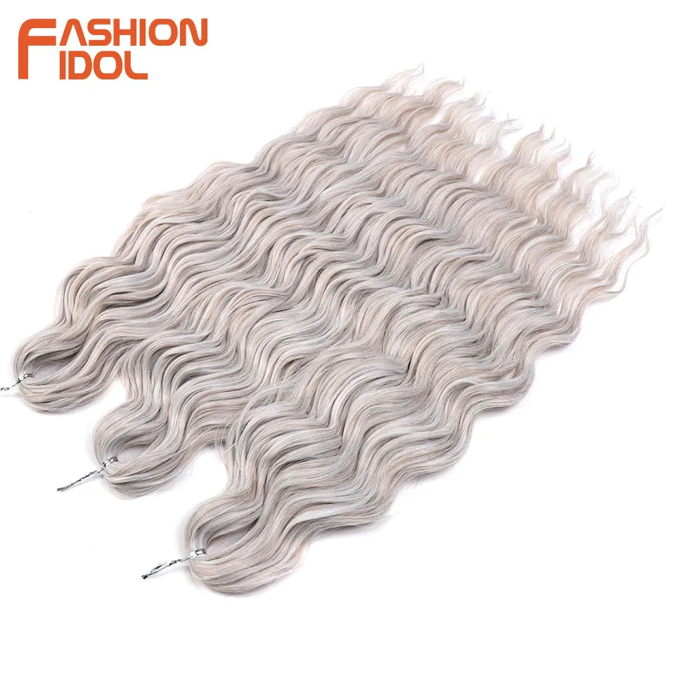 Anna Hair Extensions synthétiques de tresses Loose Deep Wave 24 pouces, cheveux tressés ondulés, cheveux bouclés torsadés au crochet Ombré Blond