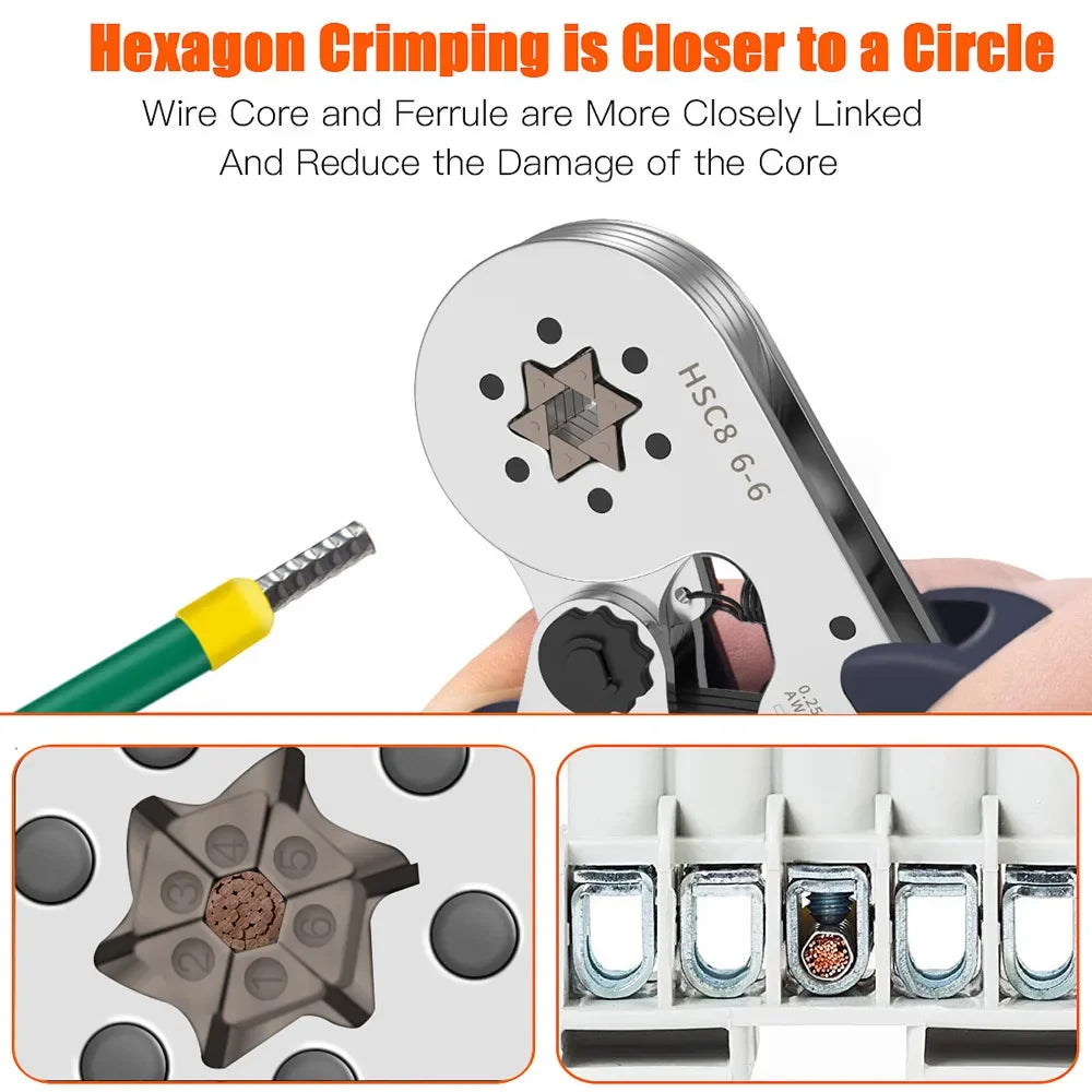 Crimping Tools Mini Electrical Pliers HSC8 6-4/6-6(0.25-10mm²/0.25-6mm²) Wire Connection Ferrule Sleeves Terminal Repair Clamp - Shoppiline