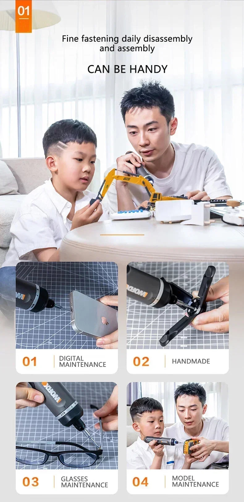 Worx 4V Electrical Screwdrivers Set WX242 Portable Smart Cordless Power Screw Driver Mini Electric Drill Home Repair Power Tool - Shoppiline