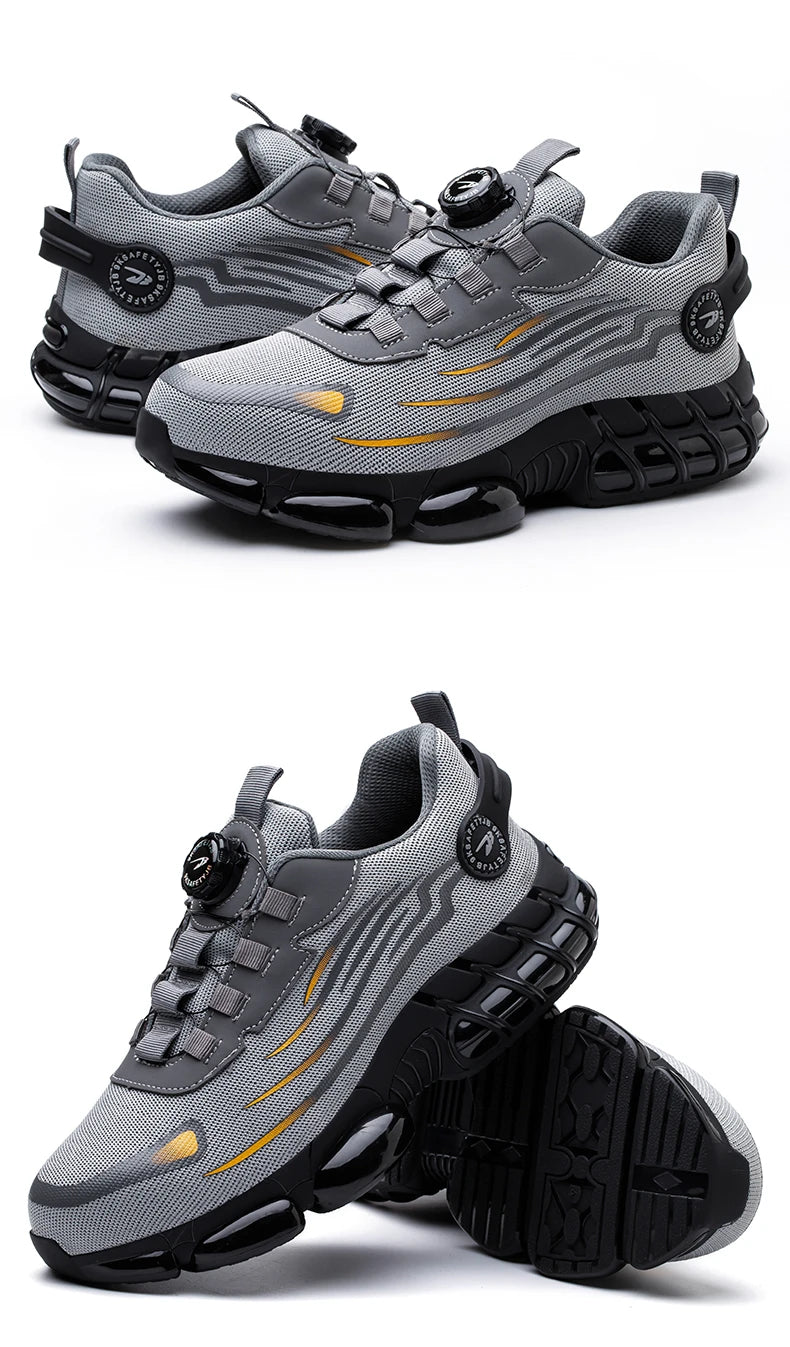 Rotary Buckle Work Safety Shoes For Men and Women Air Soft Sole Lightweight Protective Work Sneakers Men Breathable Boots - Shoppiline