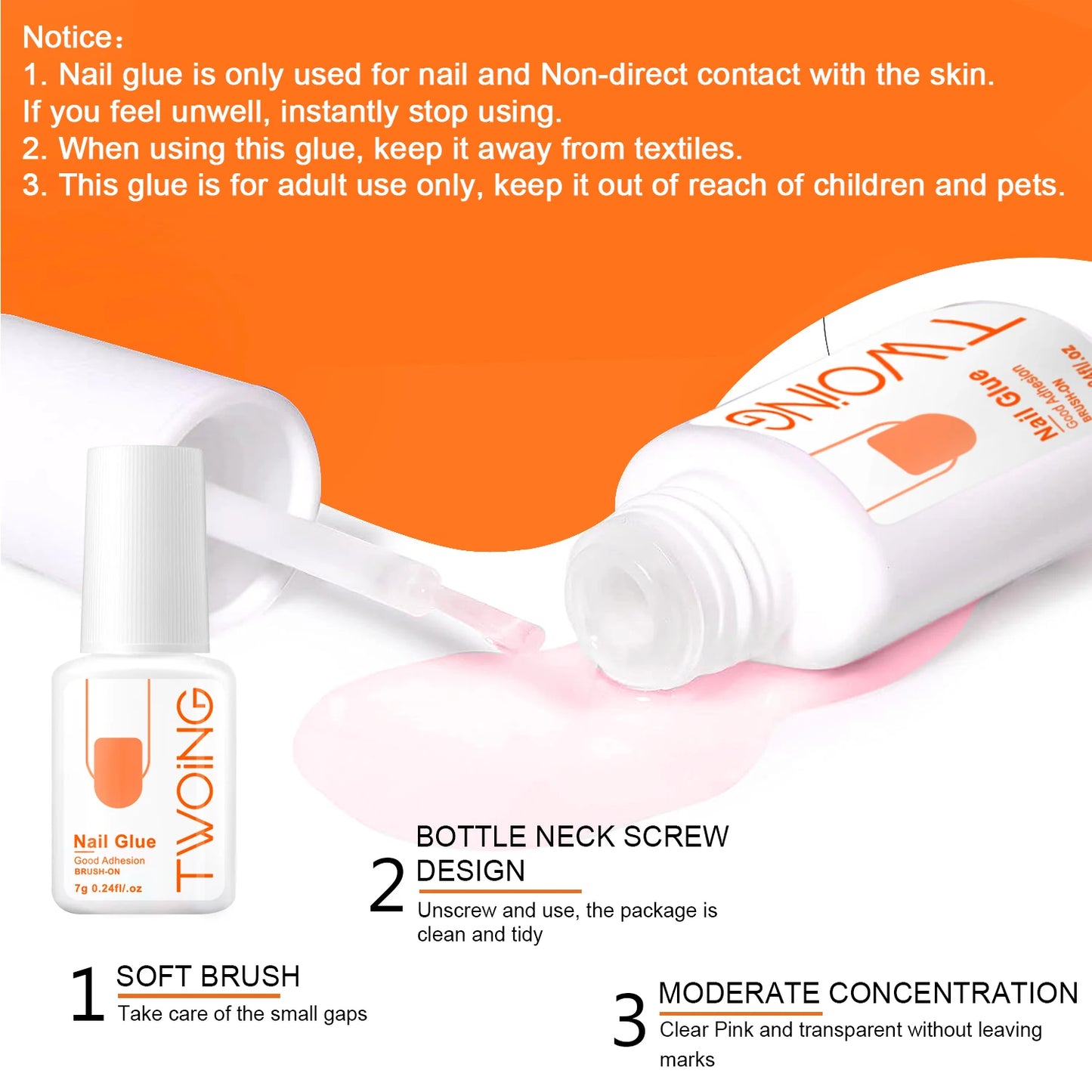 7g Super starker Nagelkleber für falsche Nagelspitzen, Acrylnägel, Press-On-Nägel, künstliche Nägel, Nagelkunstdekoration, dauerhafter Halt