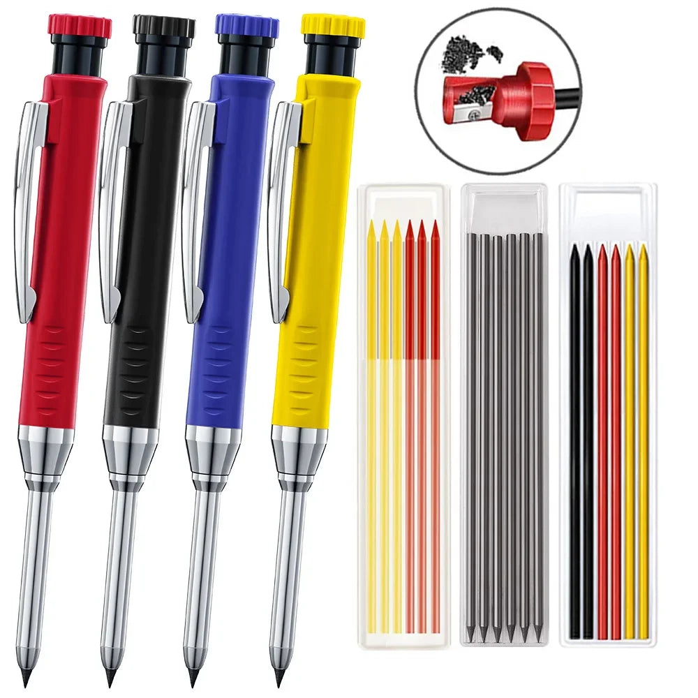 Woodworking Mechanical Pencil Set, Deep Hole Marking and Drawing, 2.8mm Reliable and Durable Lead, for Carpenters Engineering