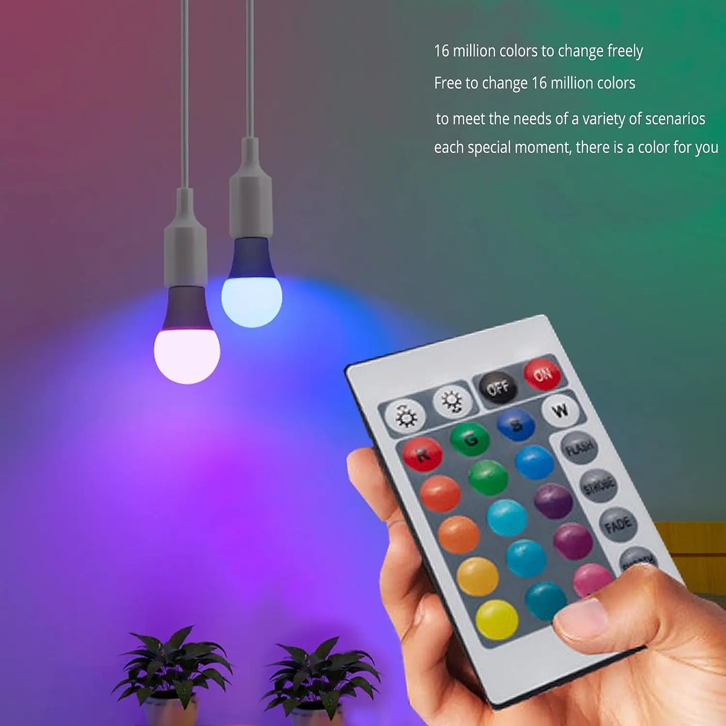 NEW E27 16 Colors RGB Bulb LED Multicolor Bulb Household Lighting Dimmable 24 Key Remote Control Smart Lamp Atmosphere Light