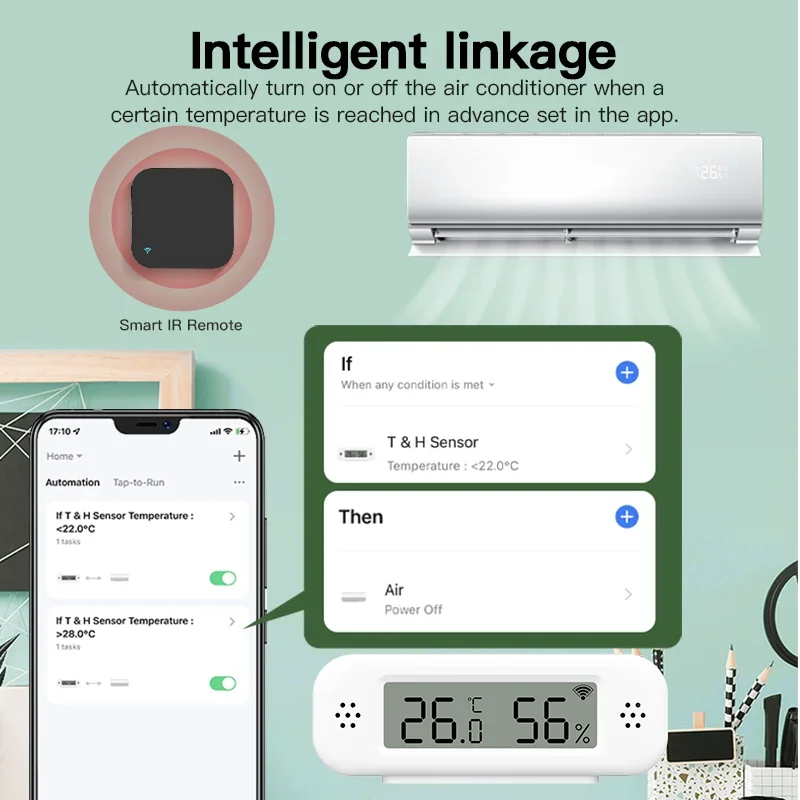 1~4pcs Tuya Zigbee 3.0 Mini Temperature Humidity Sensor For Smart Home Thermometer Hygrometer APP Remote Work with Yandex Alexa