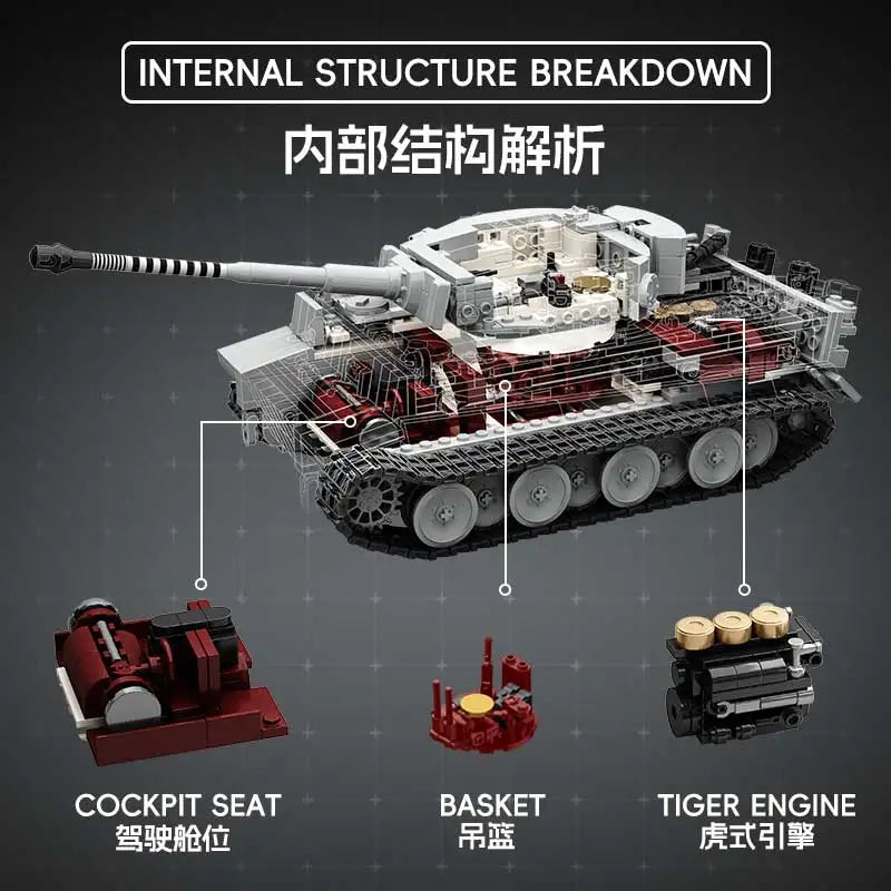 1544 Teile WWII Deutsche Armee PANZER VI TIGER SO4 Panzer Zweiter Weltkrieg Bausteine Steine Sammlermodell Lernspielzeug Geschenke