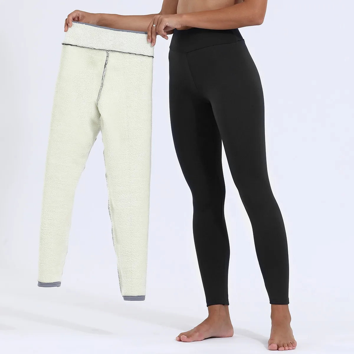 Damen-Lammfleece-Leggings, nahtlos, hohe Taille, dicke Thermoleggings, modische, warme Winter-Damenstrumpfhose, isolierte Hose