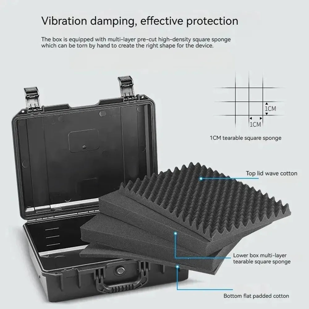 Waterproof Hard Carry Case Bag Toolbox With Pre-cut Sponge Storage Box Safety Protector Organizer Hardware Box Impact Resistant - Shoppiline