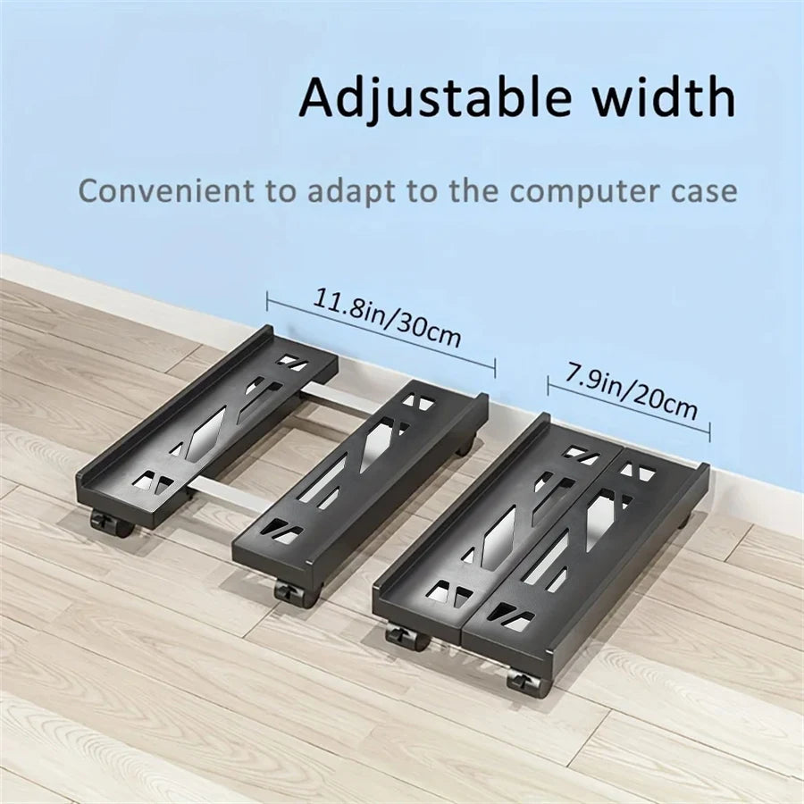 Adjustable Mobile PC Tower Stand with Wheels under Desk CPU Holder Adjustable Stable Mobile Computer Host Stand for Home Office - Shoppiline