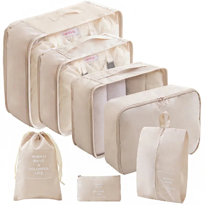 10/7-teiliges Set Reise-Organizer Aufbewahrungstaschen Koffer Packwürfel Tragbarer Kleiderschrank Gepäck Kleidung Schuhtasche Faltbar