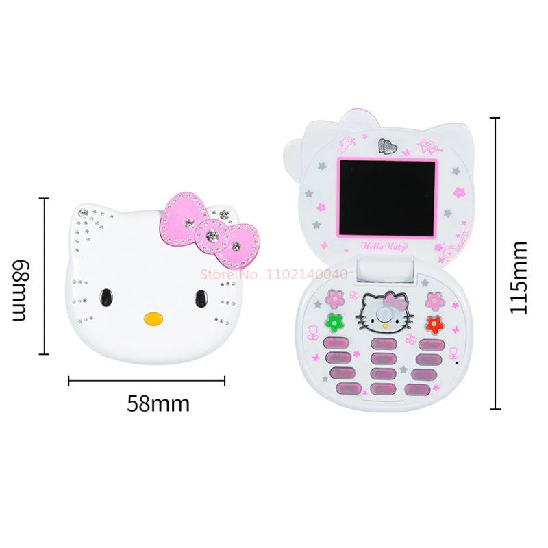 New K688 Hello Kitty Cute Mini Girl Mobile Phone With Flip Cartoon No Lock Children Dual Card Mobile Phone Kids Gift Kawaii Toys