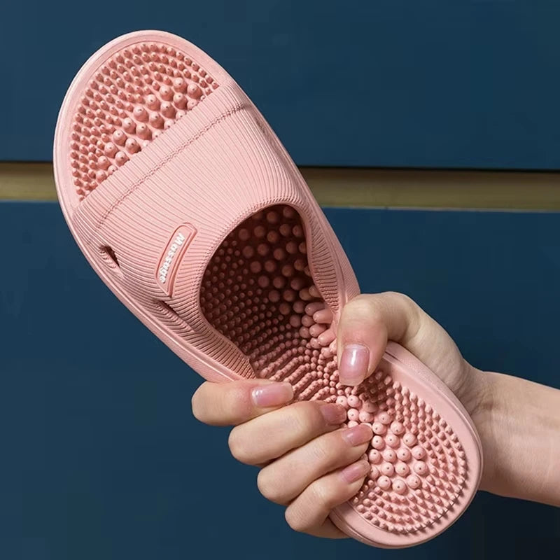 Summer Slippers for Men PVC Massage Non Slip Solid Color Comfortable Durable Bathroom Shoes Cool Pool