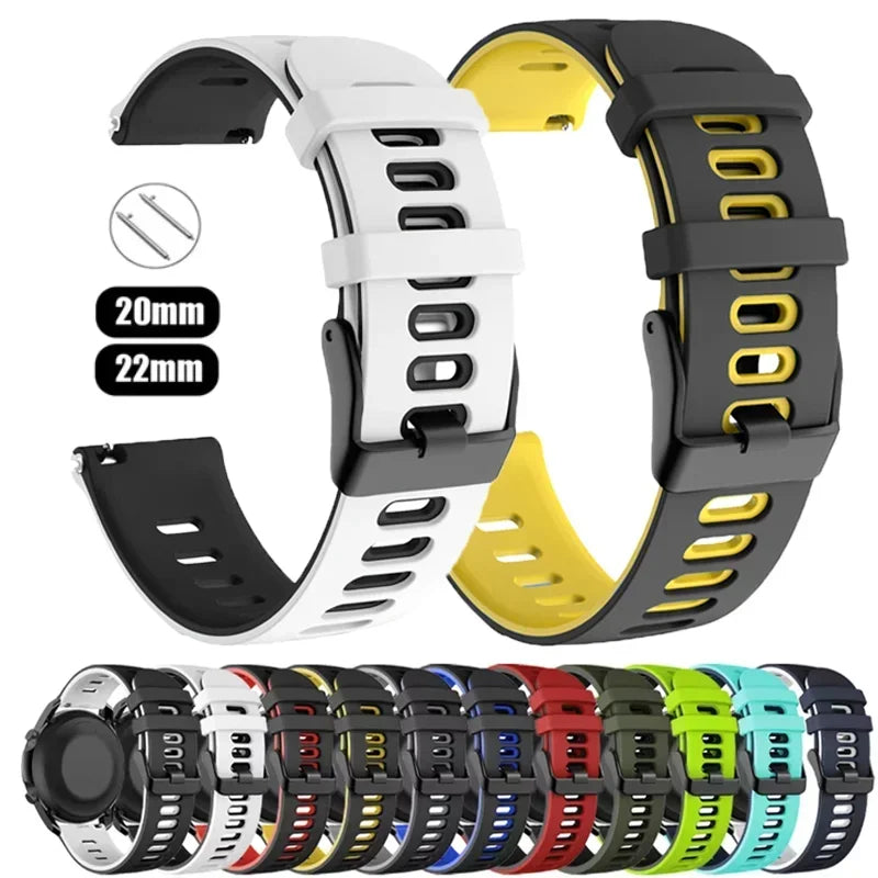 20mm 22mm Strap For Samsung galaxy watch 7 6 5 4 5 pro 44mm/40mm Silicone bracelet Huawei Watch gt 2/3/4/2e Amazfit bip strap