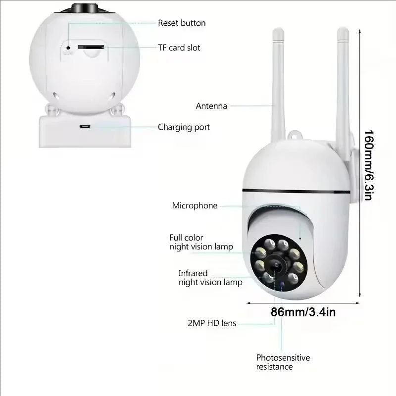 3MP WiFi Camera Home PTZ IP Camera Auto Tracking Security CCTV Camera Color Night Audio Wireless Surveillance Camera - Shoppiline