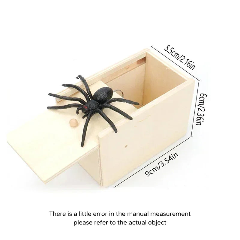 Wooden Prank Spider Scare Box Pranks Stuff Toys Handcrafted Spider Money Surprise in A Box Practical Joke Toys Gag Gift Amagi