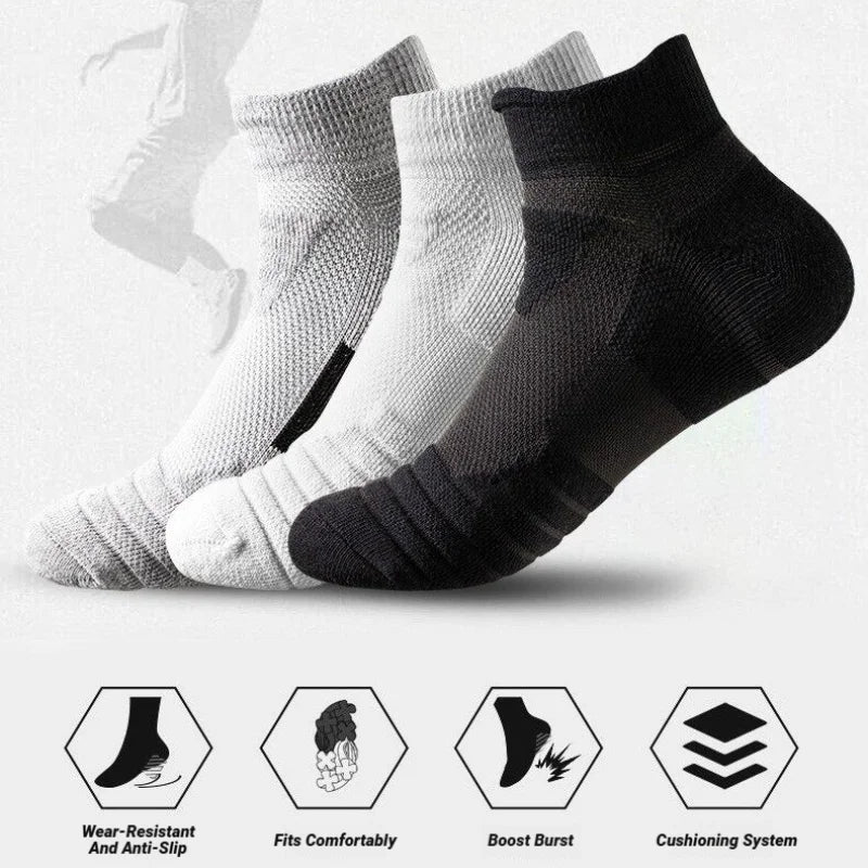 3 Pairs Anti-Slip Football Socks Men Sock Short Long Tube Soccer Basketball Sport Breathable Deodorous 39-45 Running Hiking