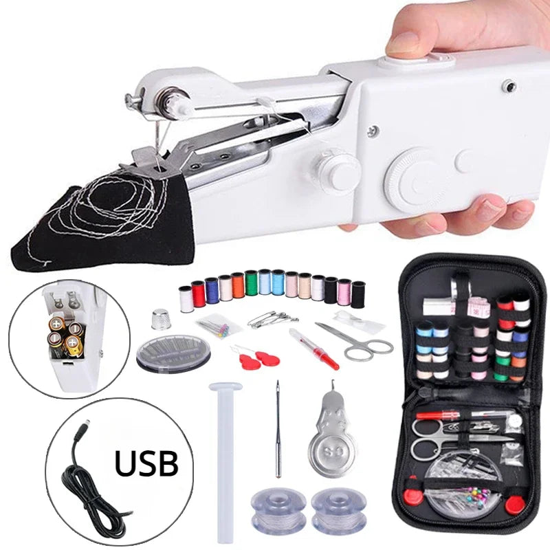 Portable Manual Sewing Machine Handheld Rope-free Electric Quick Build DIY Apparel Supplies Arts Crafts Home Garden Embroidery - Shoppiline