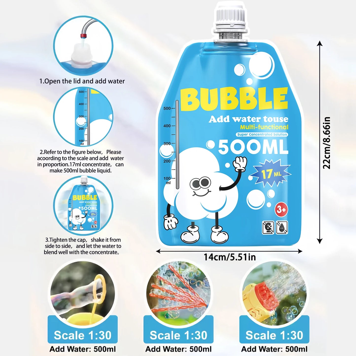 Concentrated Bubble Solution for Bubble Machines, Giant Wands, and Blowers - for Kids' Birthday Parties - Shoppiline