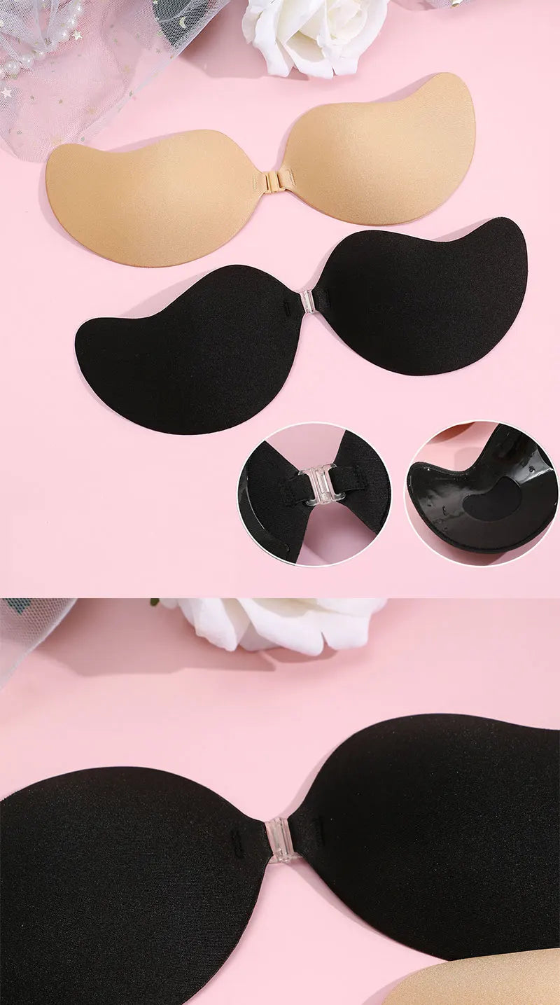FINETOO 1-15PCS Women Invisible Nubra Breast Patch Tow-Color Hypoallergenic Mango Cup bra Silicone Non-Falling Off Thin